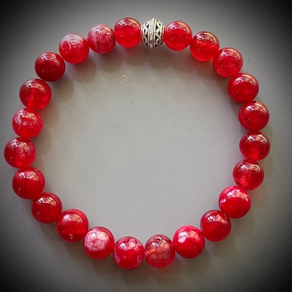 Hand Crafted Jewelry - Red Fire Agate Handcrafted Bead Bracelet